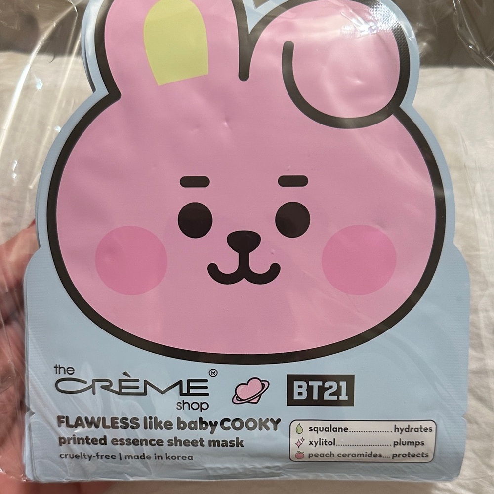 BT21 x The Crème Shop Cooky Printed Essence Sheet Mask - Pink Blue You get 6